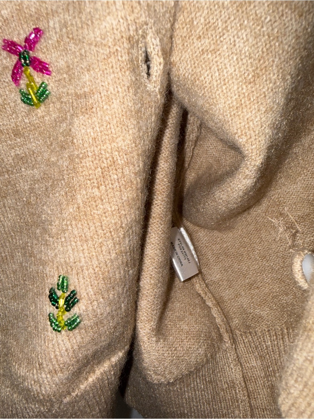 Hyacinth House Tan Embroidered Button-Up Cardigan Sweater - Picture 6 of 7